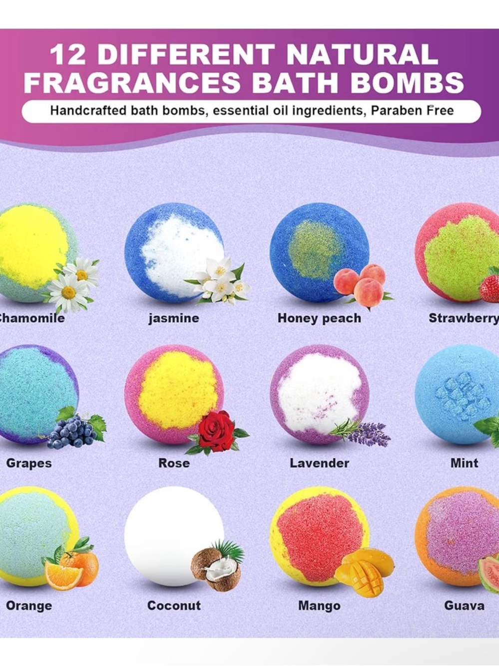Bath Bombs for Women Gift Set 12 Pack Natural Relaxing Bath Bombs for Her - Picture 6 of 15